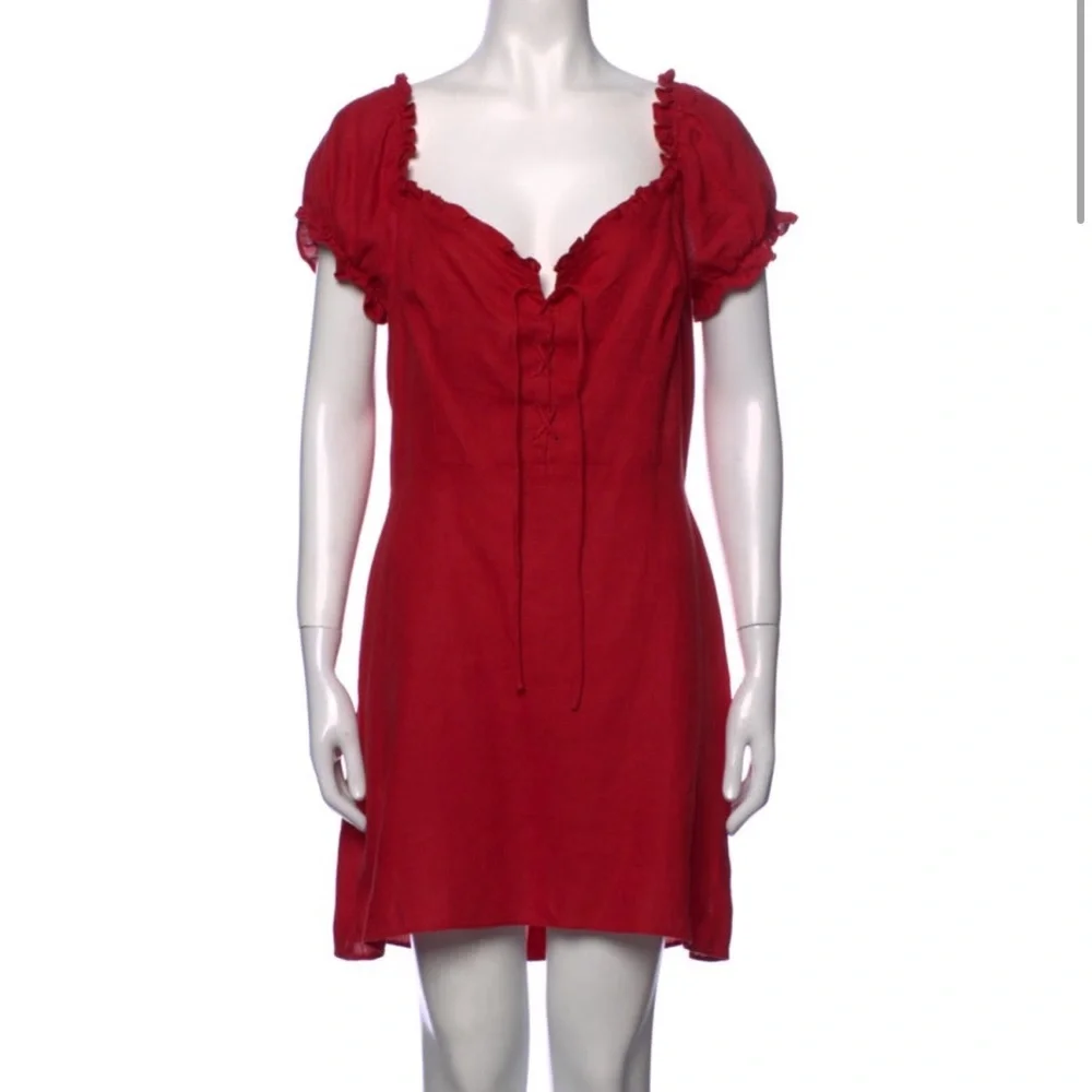 Reformation Red Linen Mini Dress - Picture 3 of 9